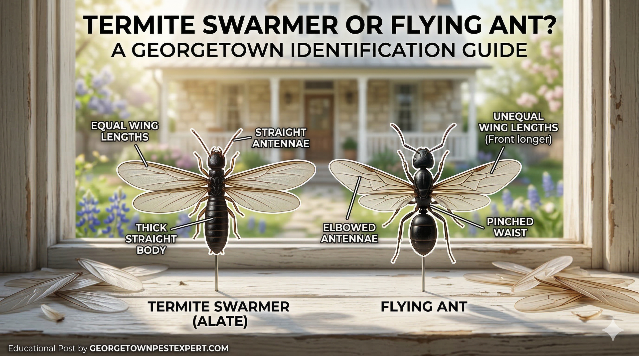 Spring Termite Swarmers in Georgetown: Are They Flying Ants or Something Else?